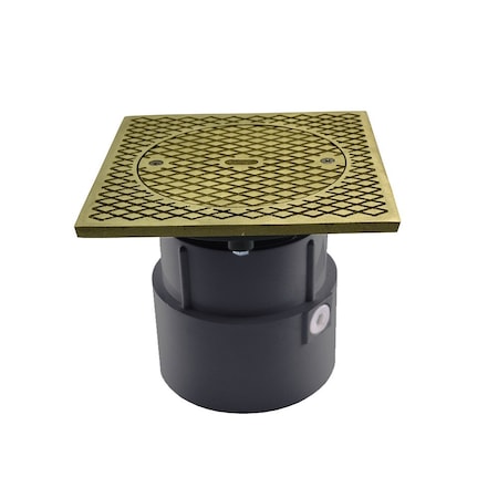 Jones Stephens 4in. PVC Over Pipe Fit Base Cleanout with 3-1/2in. Plastic Spud and 7in. Nickel Bronze Cover C60052